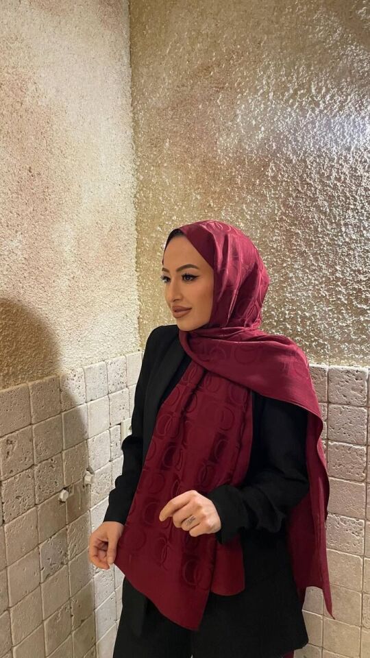 HALKA DESEN NAİA KUMAŞ ŞAL - BORDO