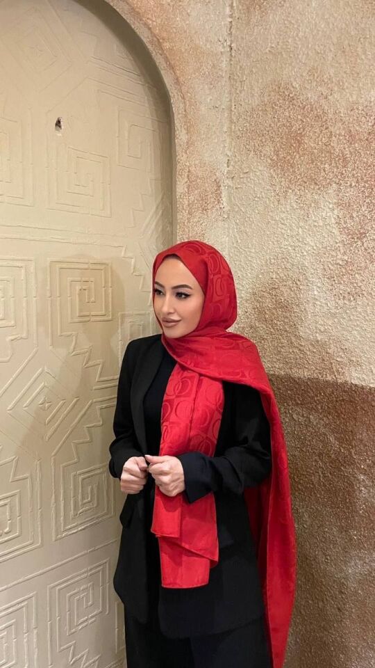 NAİA HALKA DESEN KUMAŞ ŞAL  - NAR ÇİÇEĞİ