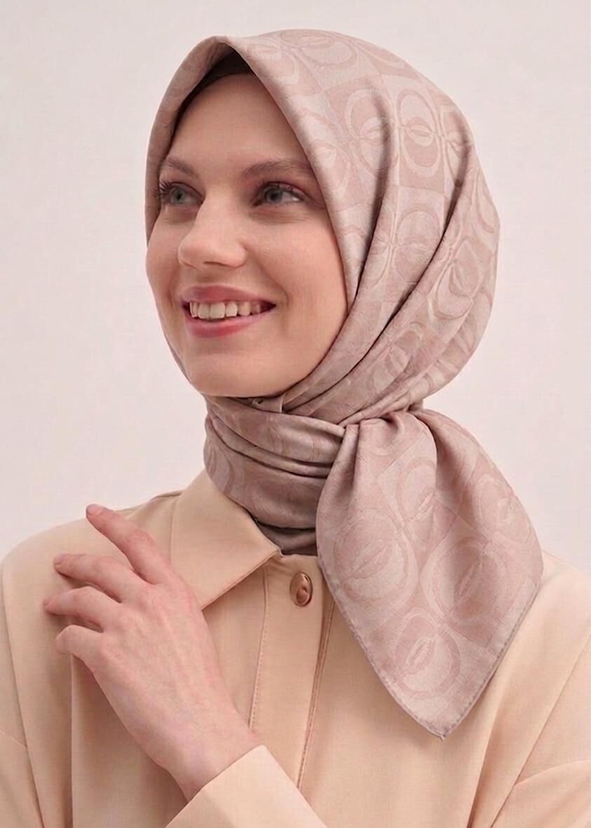 HALKA DESEN EŞARP - PUDRA