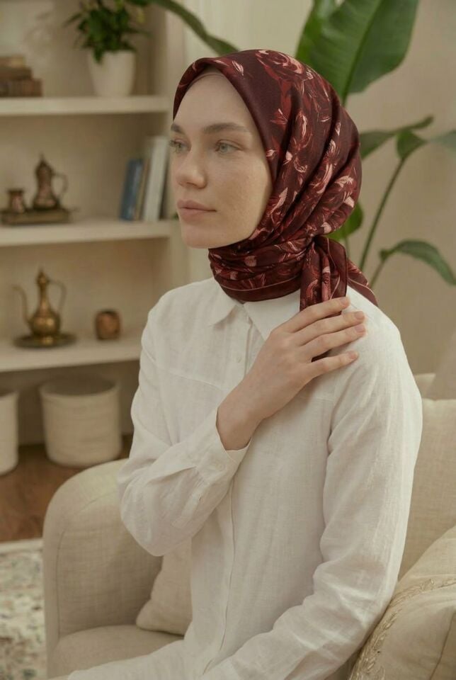 Desenli Soft Eşarp - BORDO