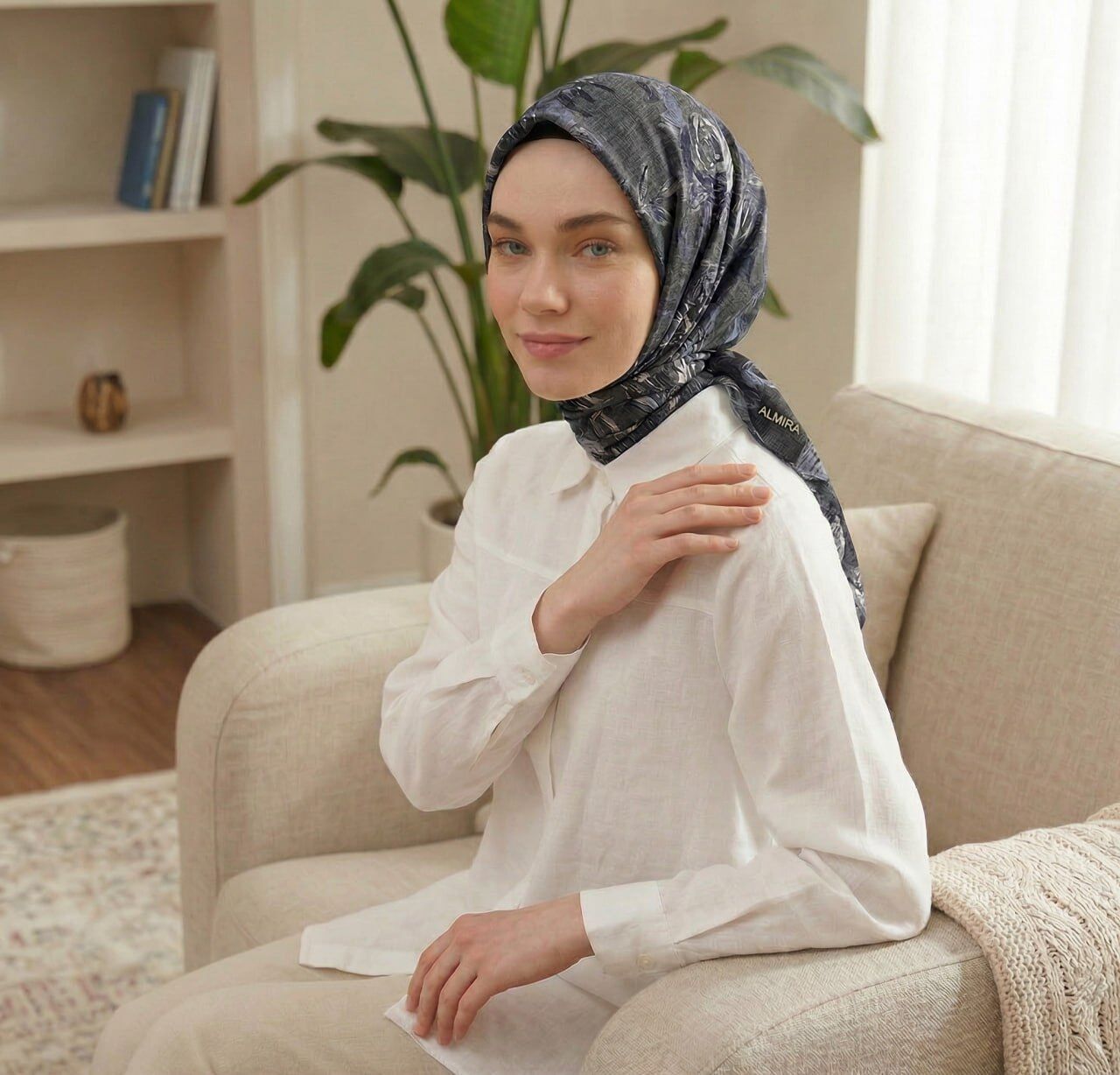 Desenli Soft Eşarp - FÜME