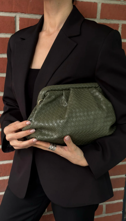 MOOFF  Örgü Desen Clutch Çanta  Yeşil