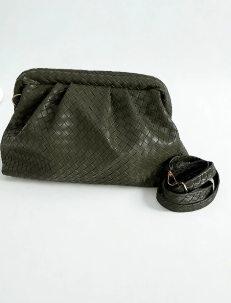 MOOFF  Örgü Desen Clutch Çanta  Yeşil