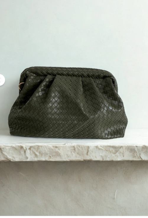 MOOFF  Örgü Desen Clutch Çanta  Yeşil
