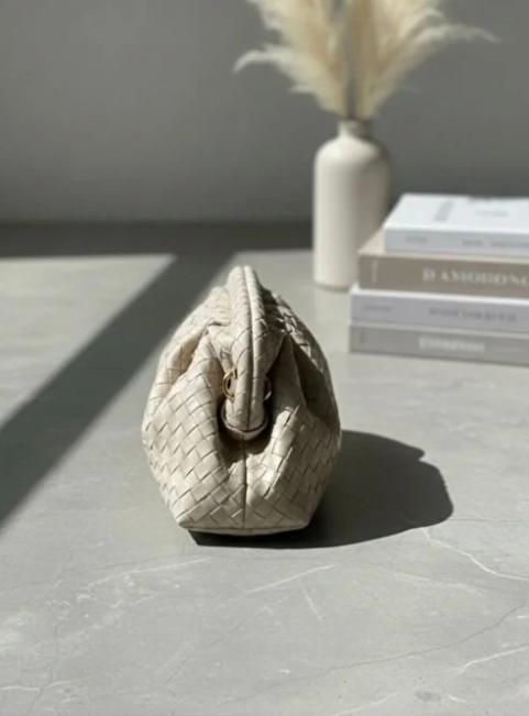 MOOFF  Örgü Desen Clutch Çanta Krem