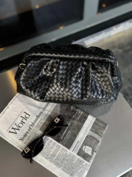 MOOFF Örgü Desen Clutch Çanta Acı Kahve