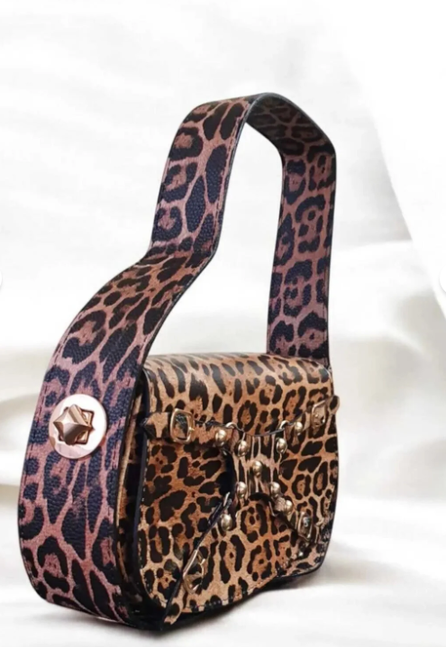 Çift Taraf Askılı Omuz Günlük Babe Siyah Çanta Leopar