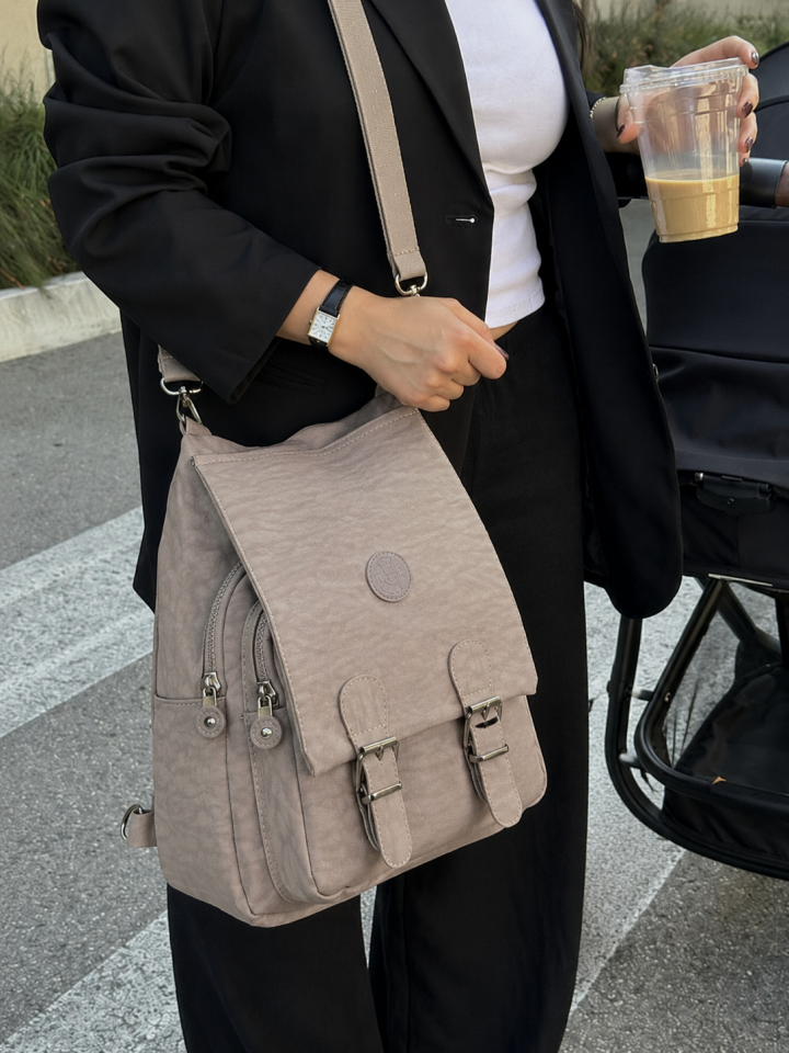 Urban Soft Çok Cepli Kadın Sırt ve Omuz Çantası - Bej