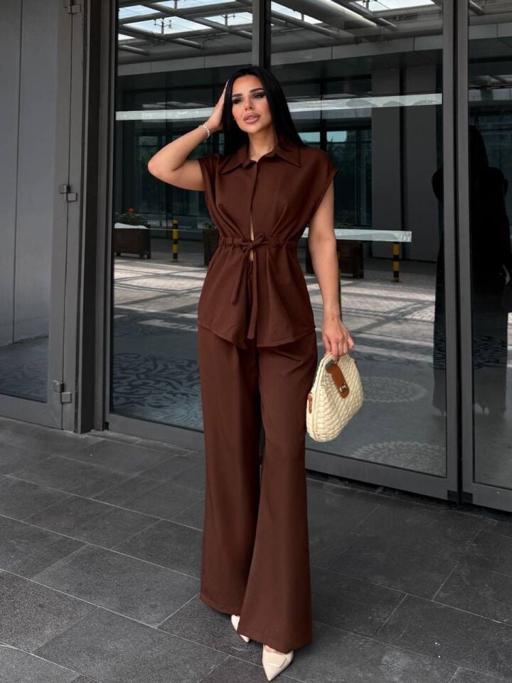ZR Model Dabil Kumaş Takım – Kahverengi
